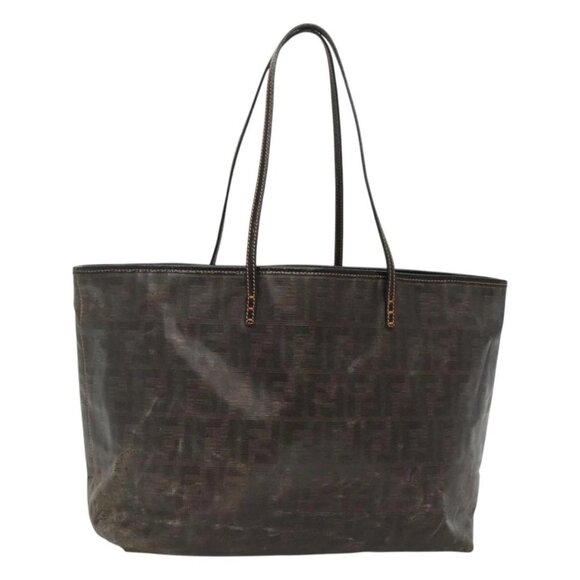 FENDI Zucca Canvas Tote Bag Black Brown Auth 121138 - Picture 1 of 16